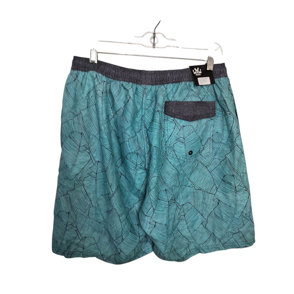 M1175) Micros Men Turquoise Palm Print Board Shorts Large